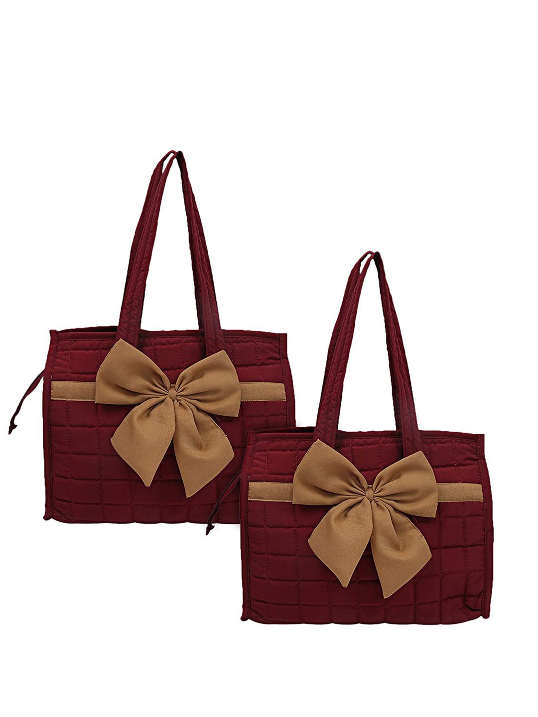 

Kuber Industries Floral Printed Shopper Tote Bag with Applique, Maroon