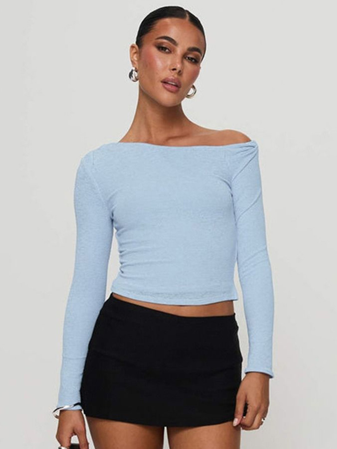 

LULU & SKY One Shoulder Crop Top, Blue