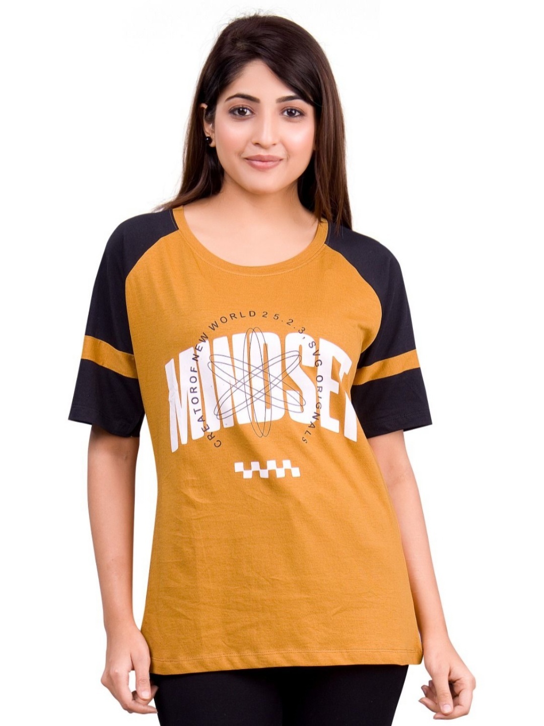 

BAESD Women Printed T-shirt, Mustard