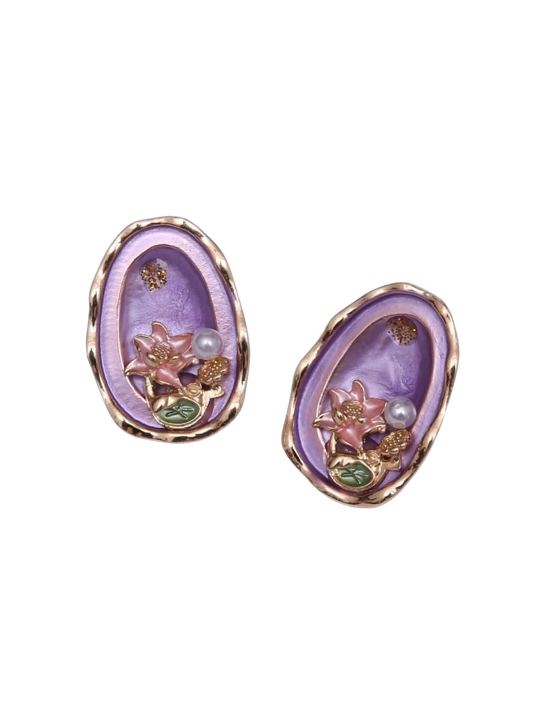 

ADC SHEMONA Oval Studs Earrings, Lavender