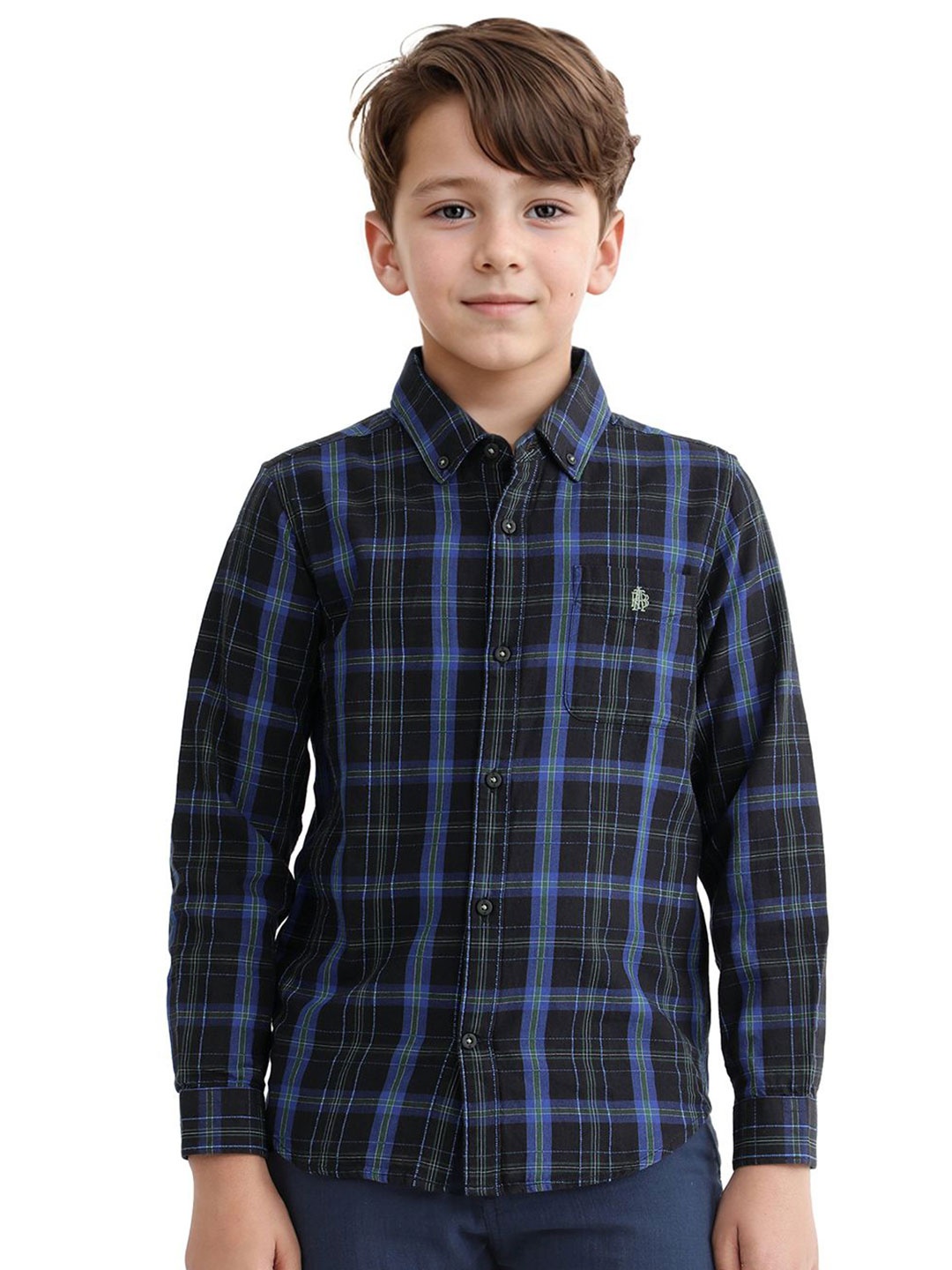 

RARE ONES Boys Opaque Checked Casual Shirt, Navy blue