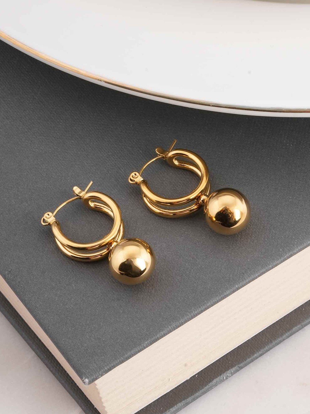 

PALMONAS Contemporary Drop Earrings, Gold