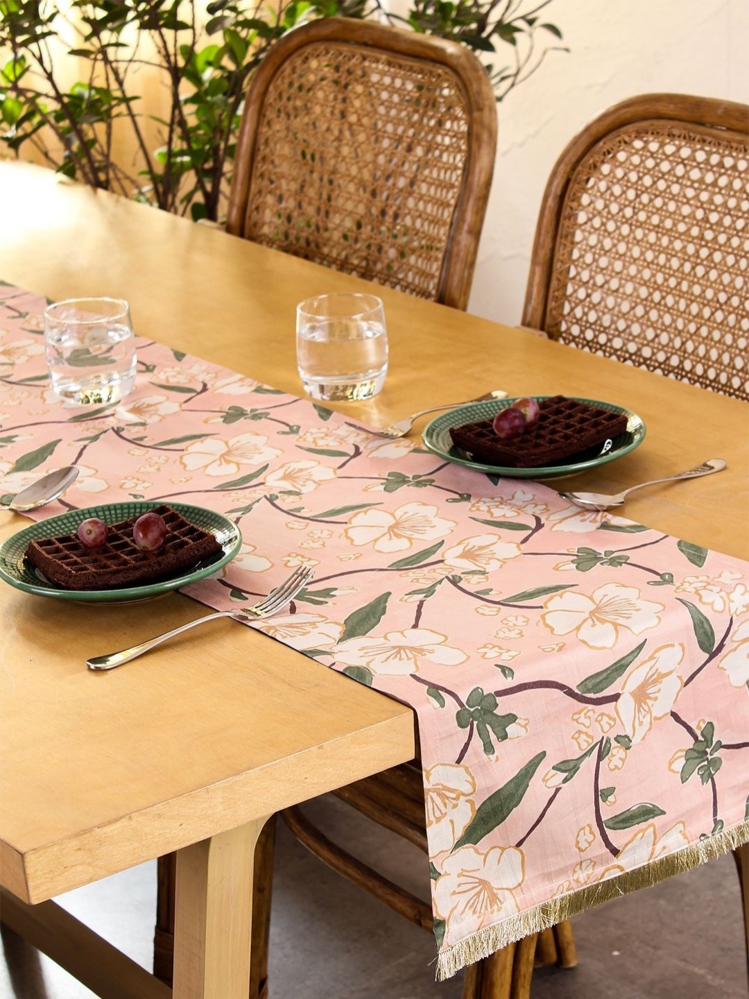 

House This Pink & Green Badamwari Table Runner