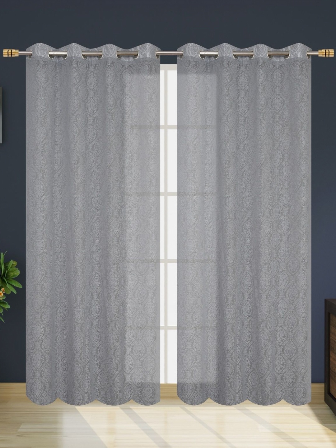 

Galaxy Home Decor Grey Set of 2 Sheer Door Curtain