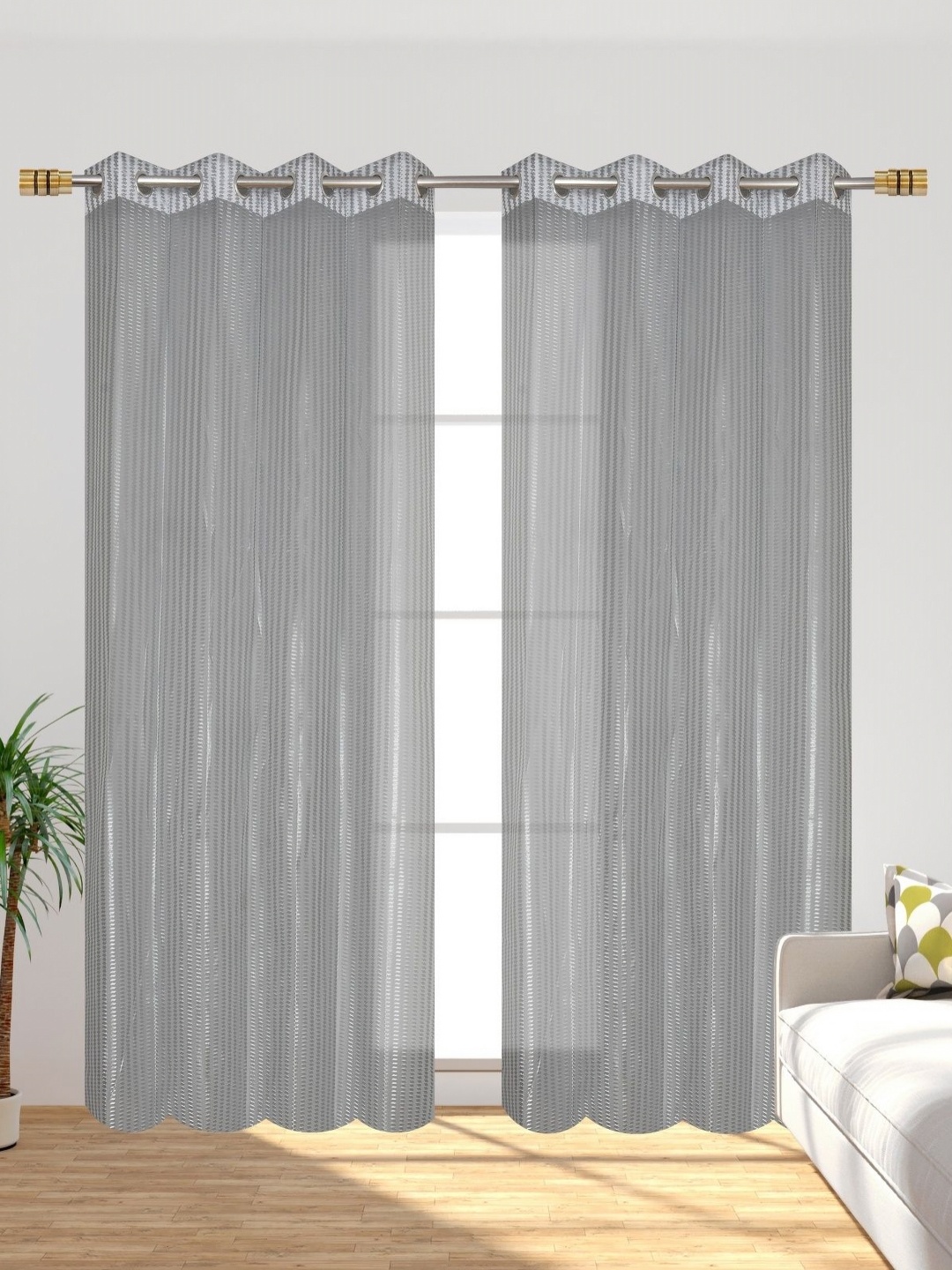 

Galaxy Home Decor Grey 2 Pieces Geometric Window Curtains