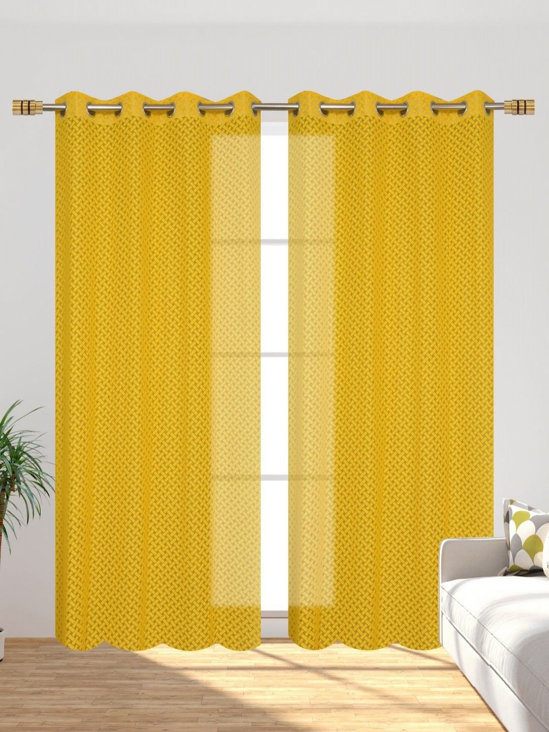 

Galaxy Home Decor Yellow Set of 2 Sheer Door Curtain
