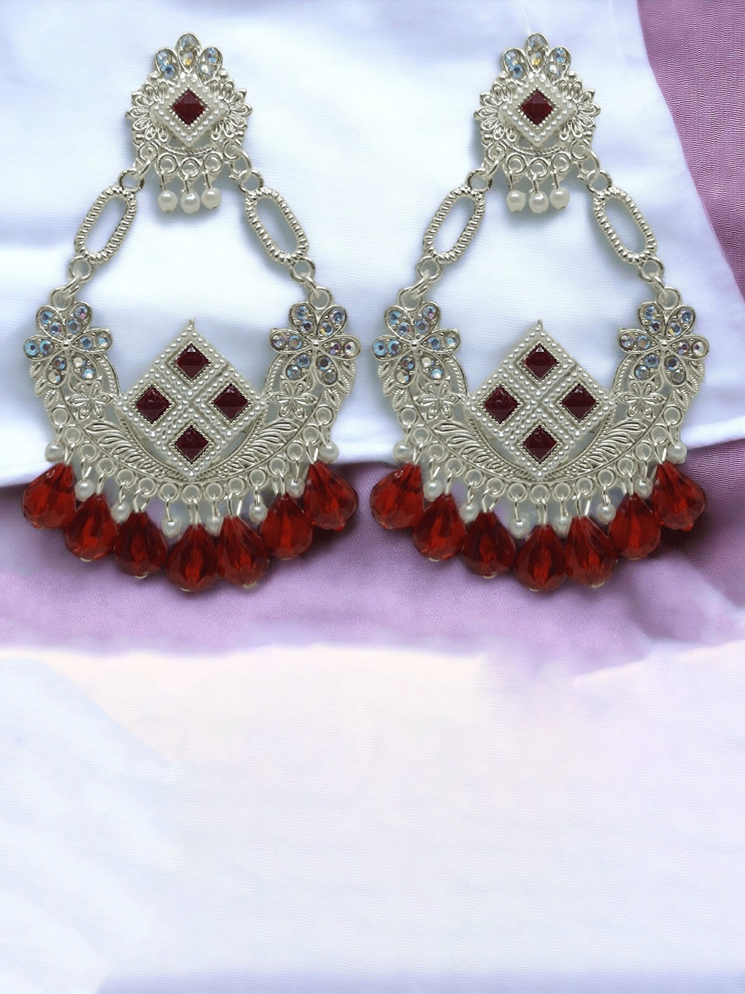 

Anouk Contemporary Chandbalis Earrings, Maroon