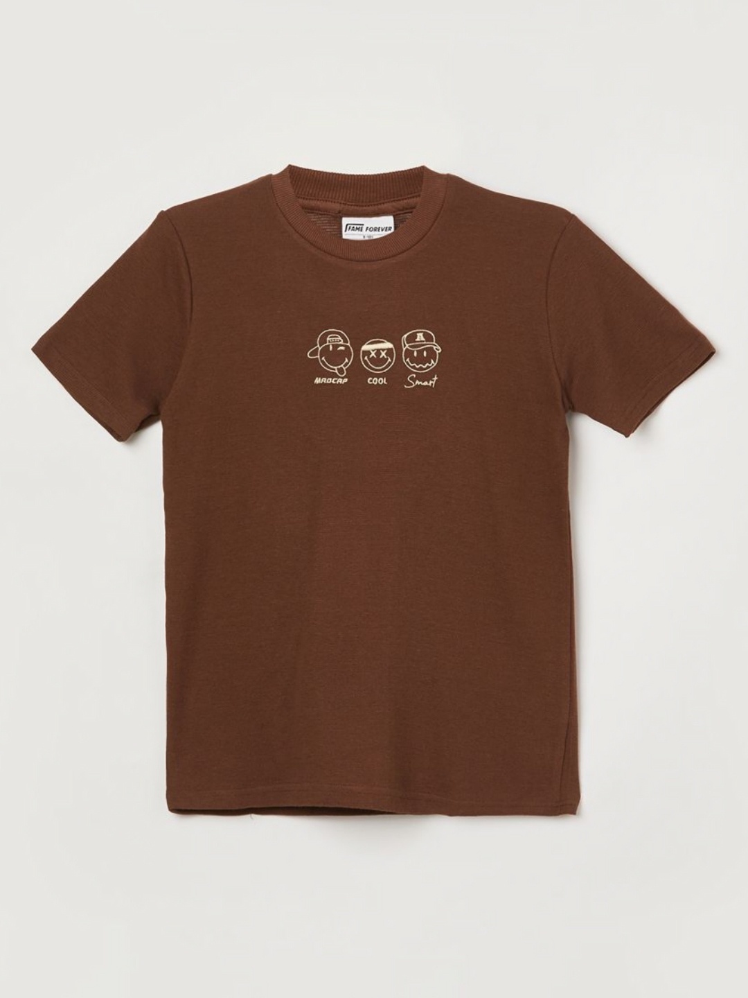 

Fame Forever by Lifestyle Boys Typography Printed Applique T-shirt, Brown