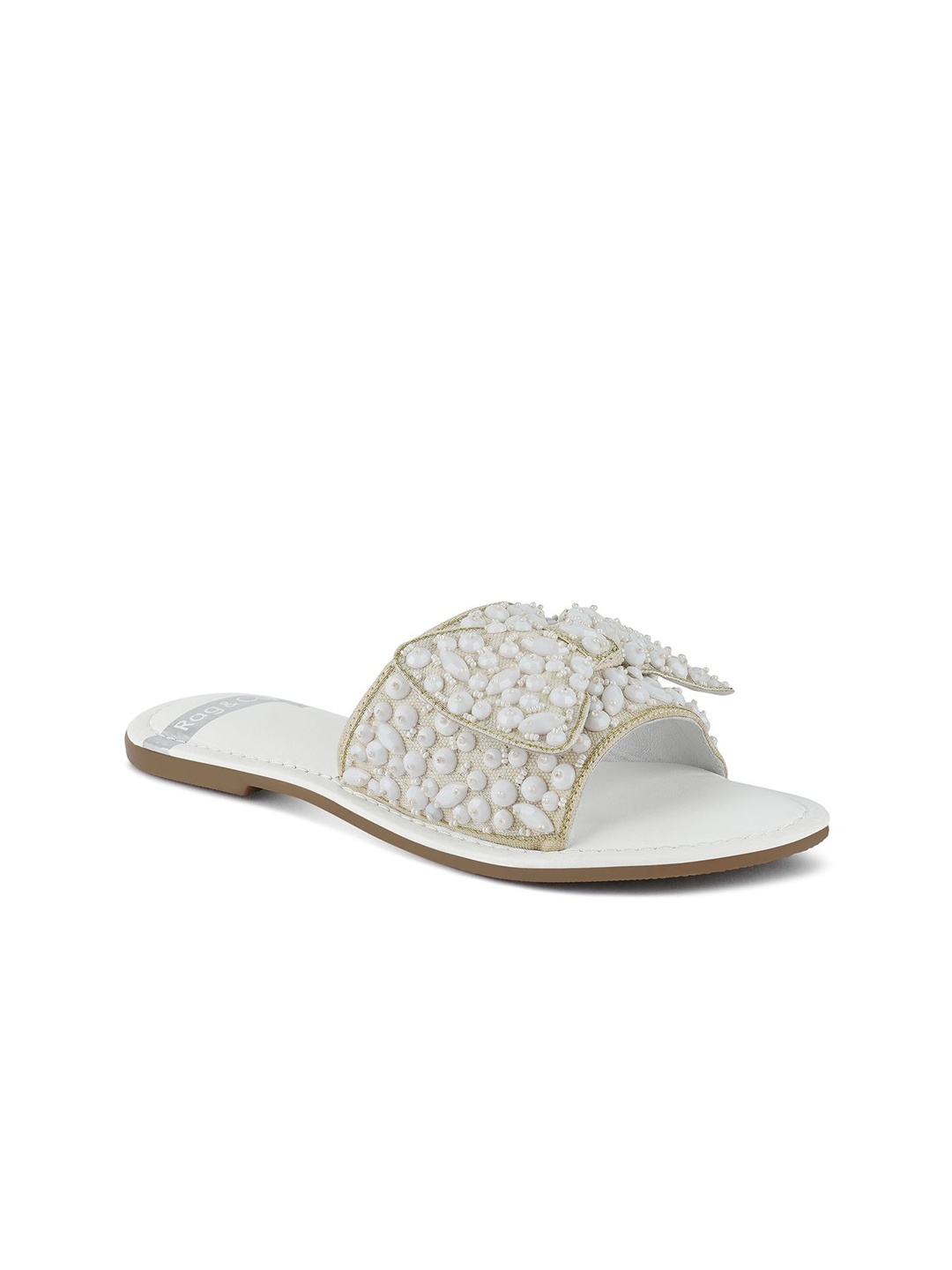

RAG & CO Women Open Toe Flats, White
