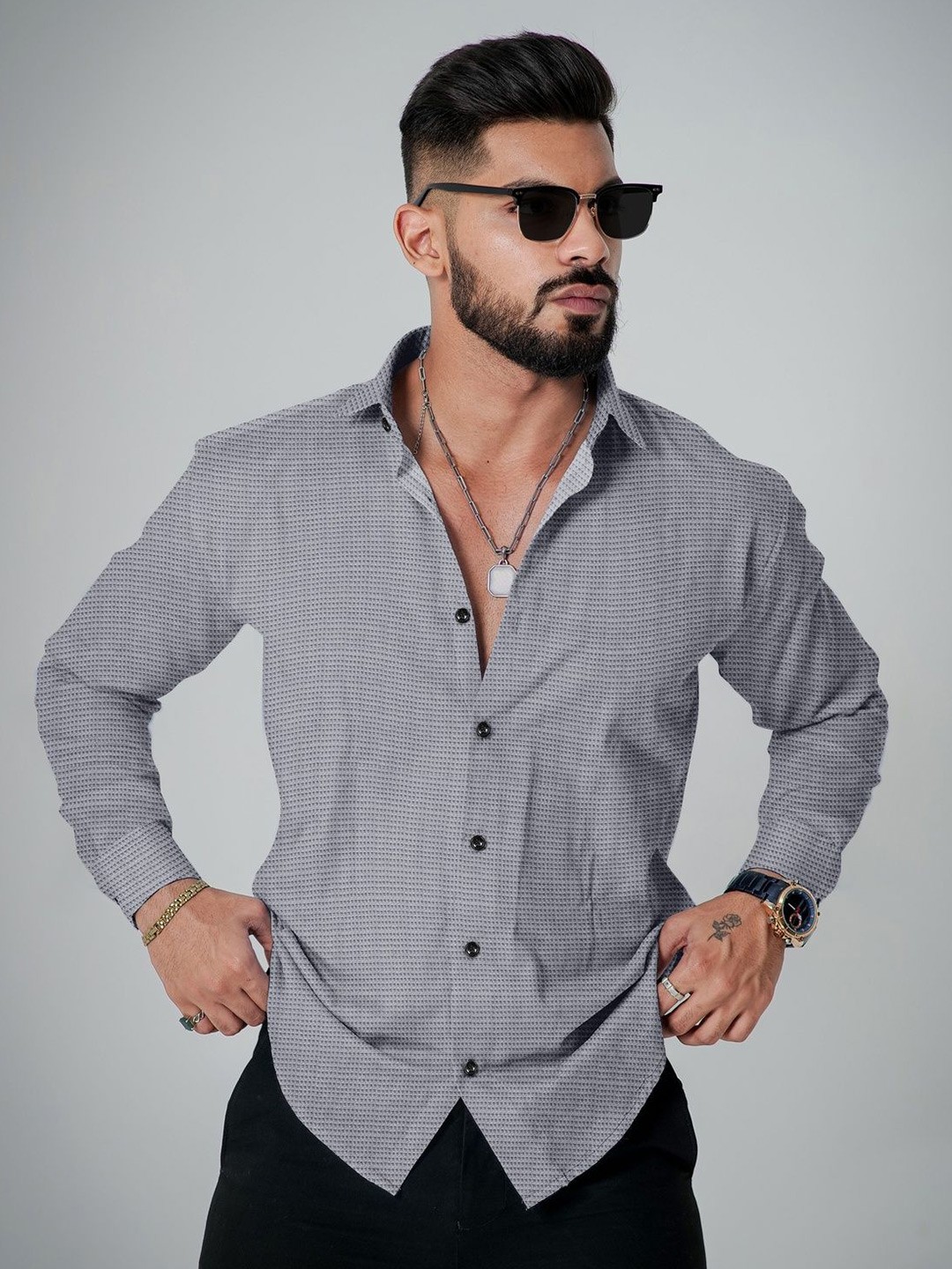 

IKON FASHION Men Original Opaque Casual Shirt, Grey