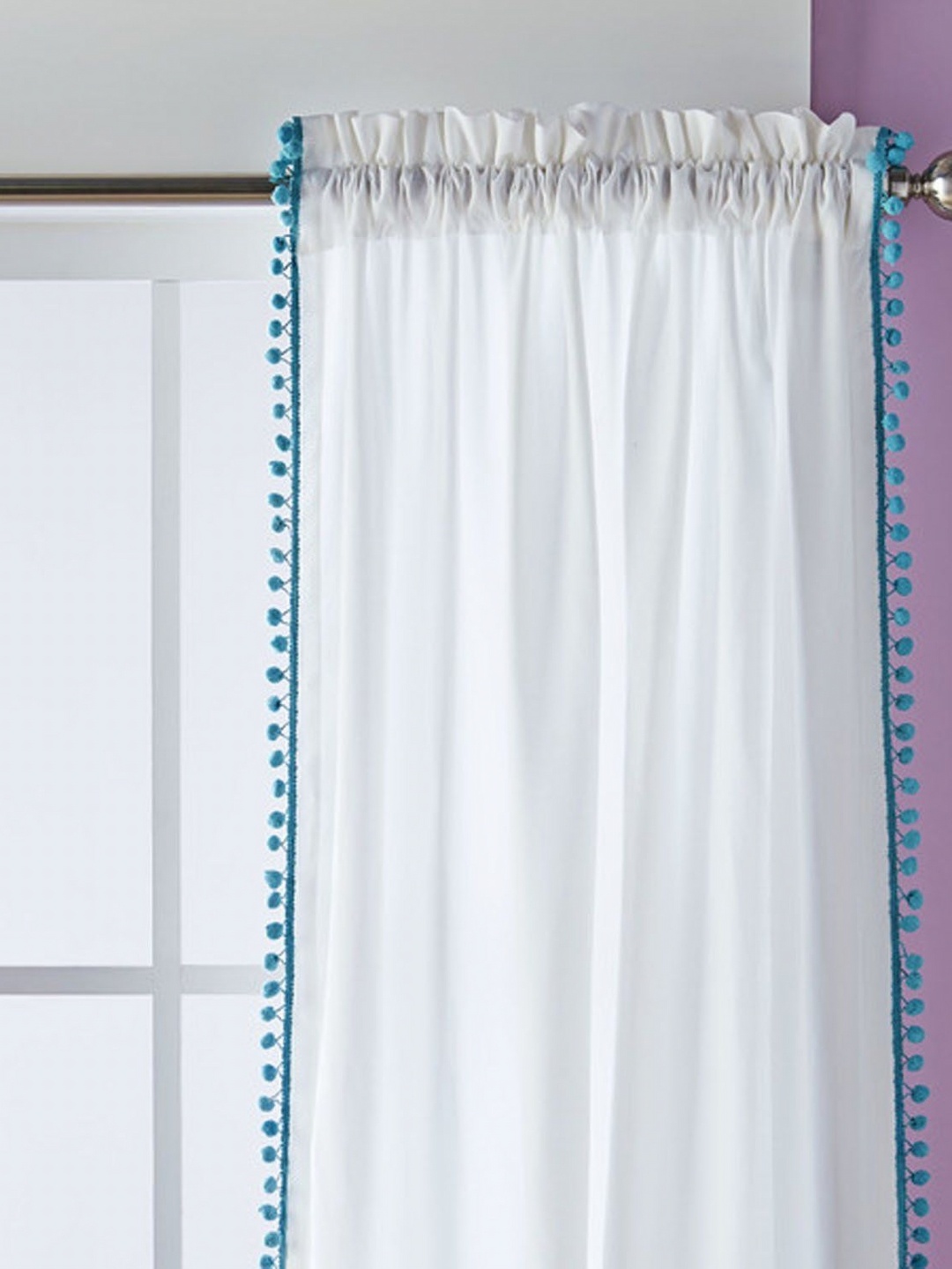 

Dekor World Multicoloured Set of 2 Embellished Sheer Window Curtain, Multi