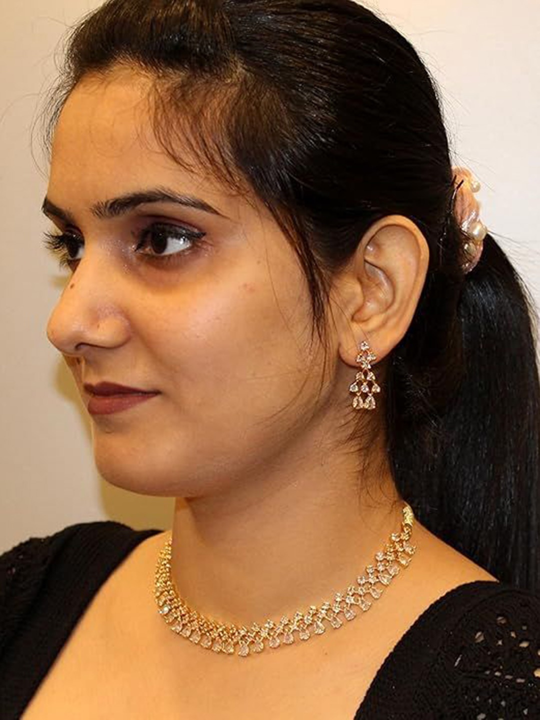 

Bello Naari Gold-Plated CZ & AD Stone Studded Jewellery Set