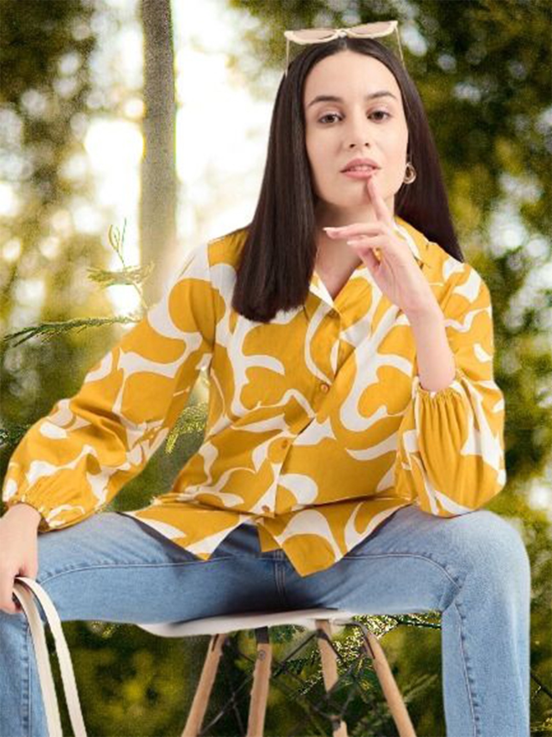 

Fashionhub Women Classic Opaque Printed Casual Shirt, Yellow