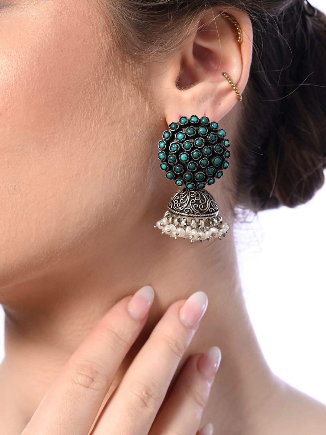 

KINGSIN Classic Jhumkas Earrings, Silver