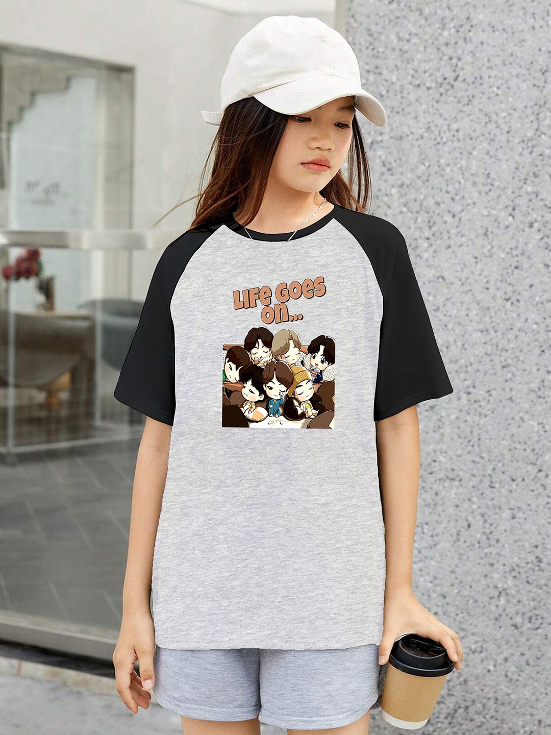 

MODARUE Girls Printed T-shirt, Grey