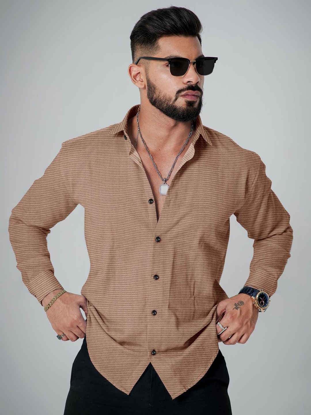 

IKON FASHION Men Original Opaque Casual Shirt, Brown