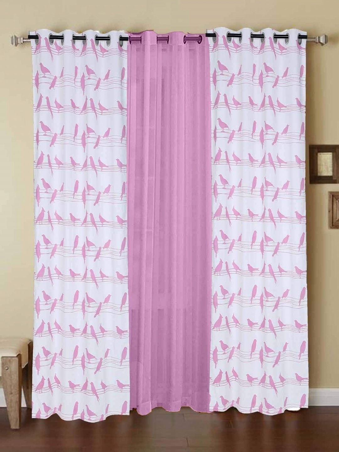 

Dekor World Multicoloured Set of 3 Window Curtain, Multi
