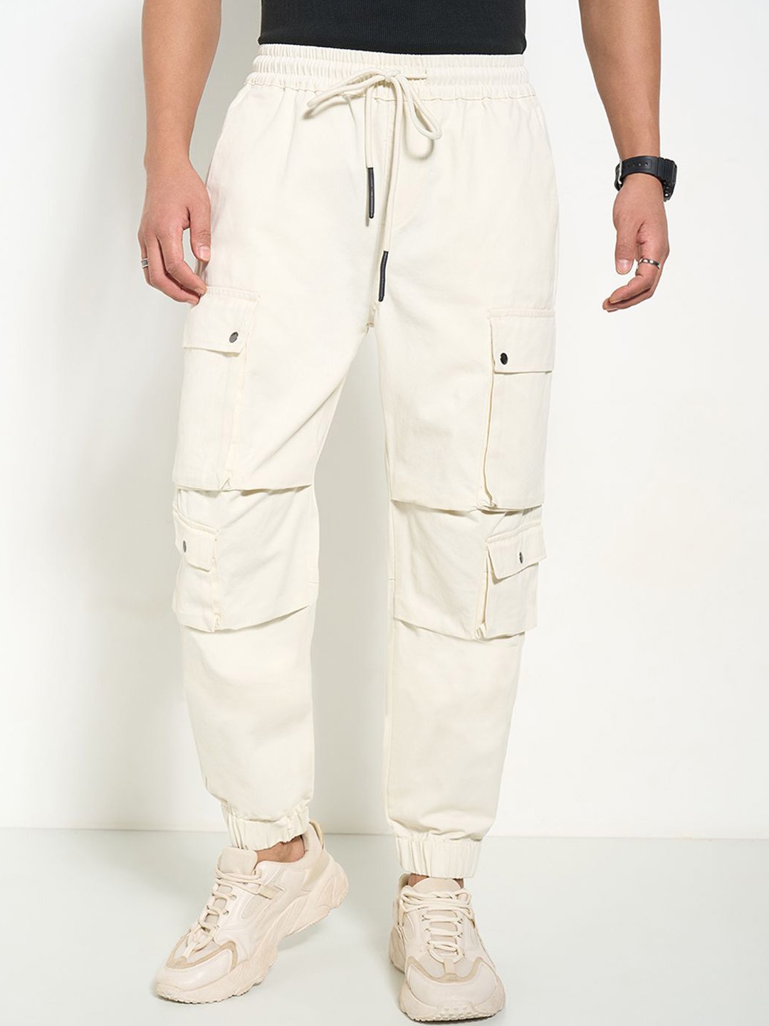 

Street 808 by Pantaloons Men Mid-Rise Pure Cotton Joggers, White