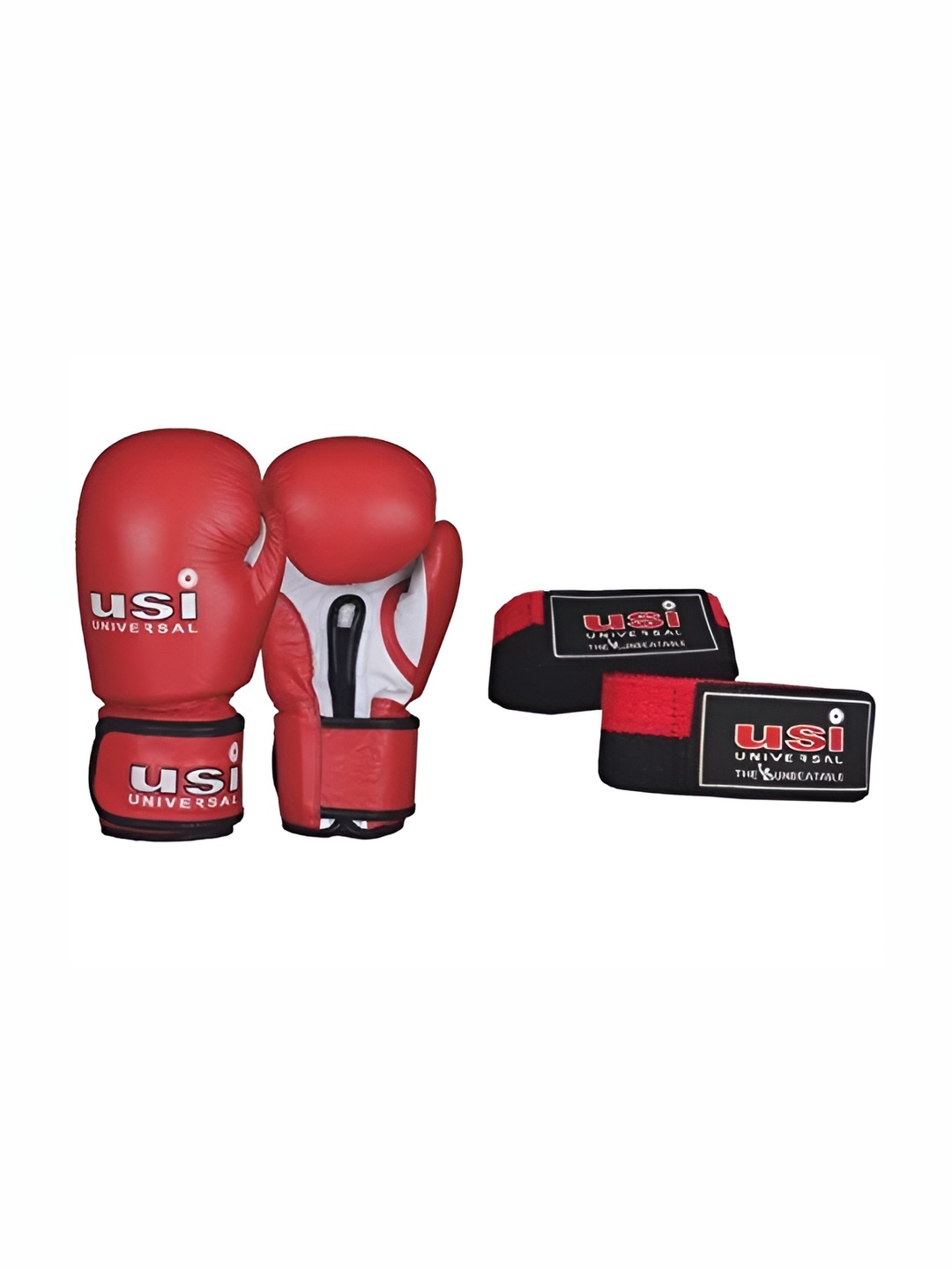 

USI UNIVERSAL THE UNBEATABLE Printed Boxing Gloves With Hand Wrap, Red