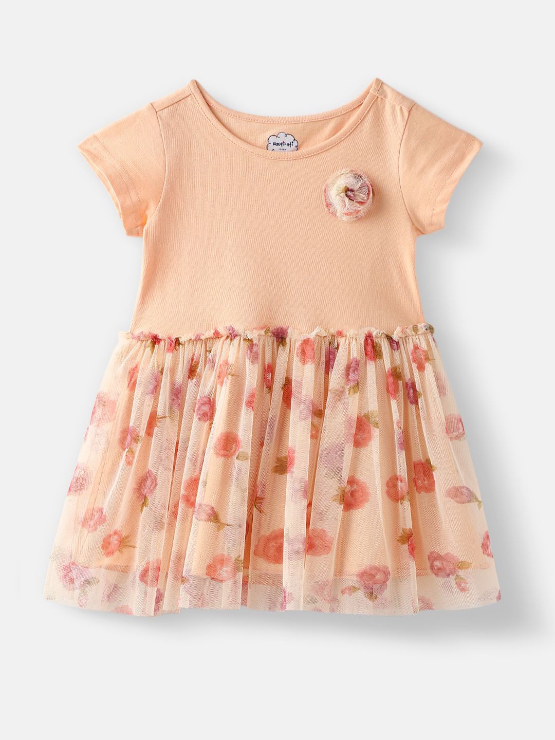 

Nauti Nati Floral Print Fit & Flare Dress, Peach