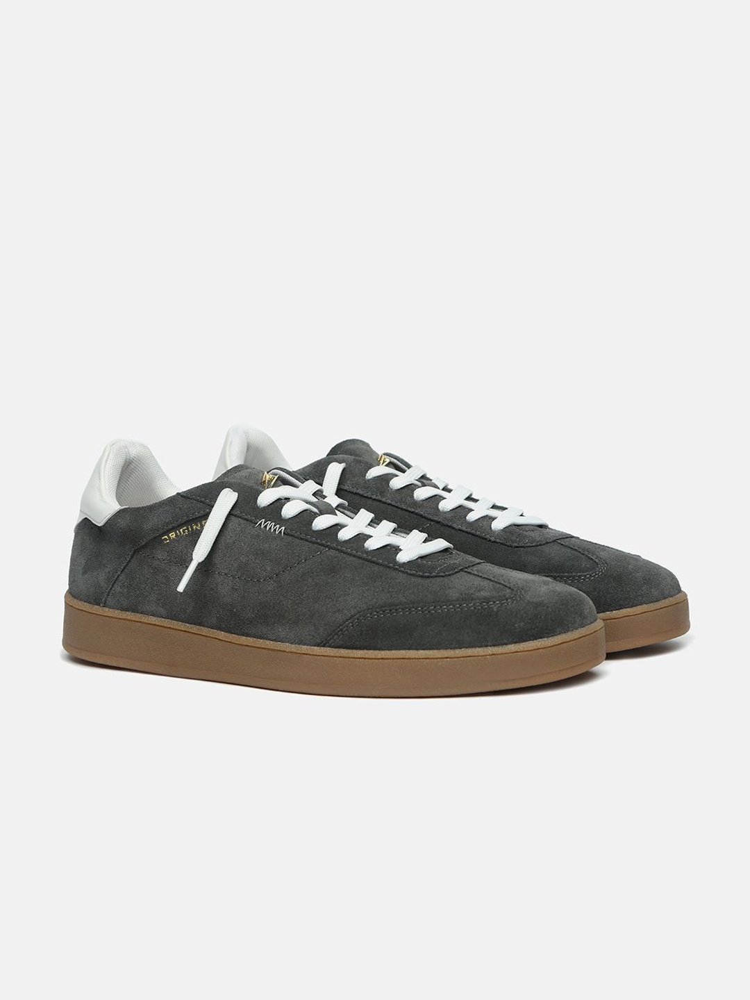 

ZEESH Men Round Toe Lace-Ups Suede Basics Sneakers, Grey