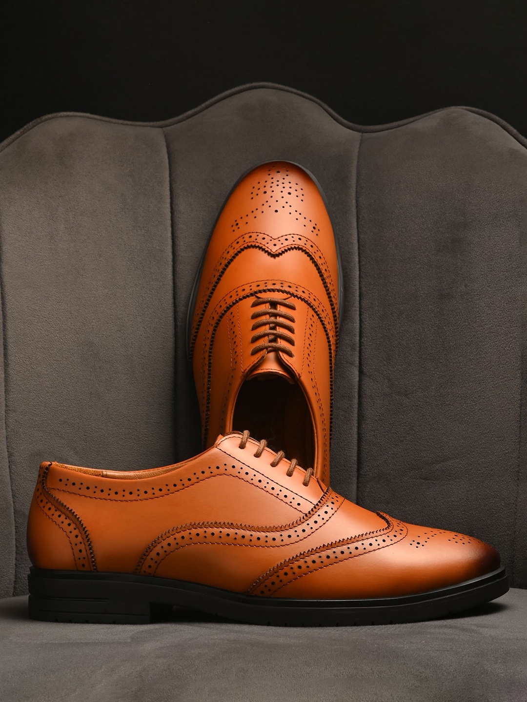 

DESIDERIO Men Leather Derbys, Tan