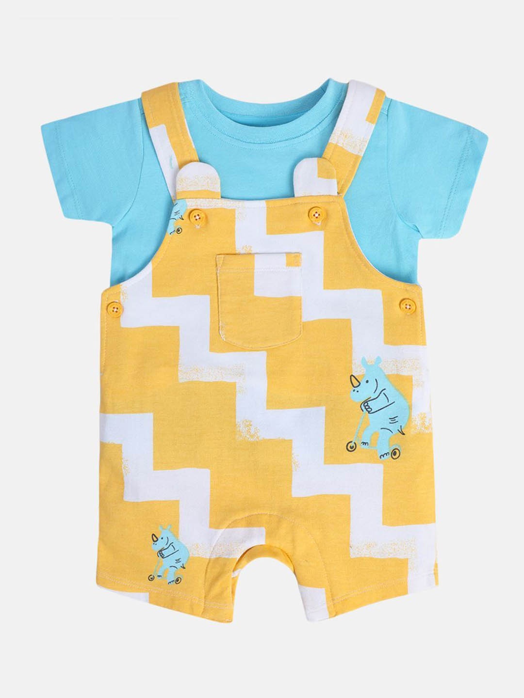 

MINI KLUB Infant Boys Printed Dungaree With T-Shirt, Yellow