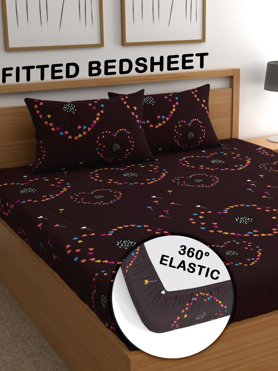 

CG HOMES Brown 210 TC Queen Bedsheet with 2 Pillow Covers