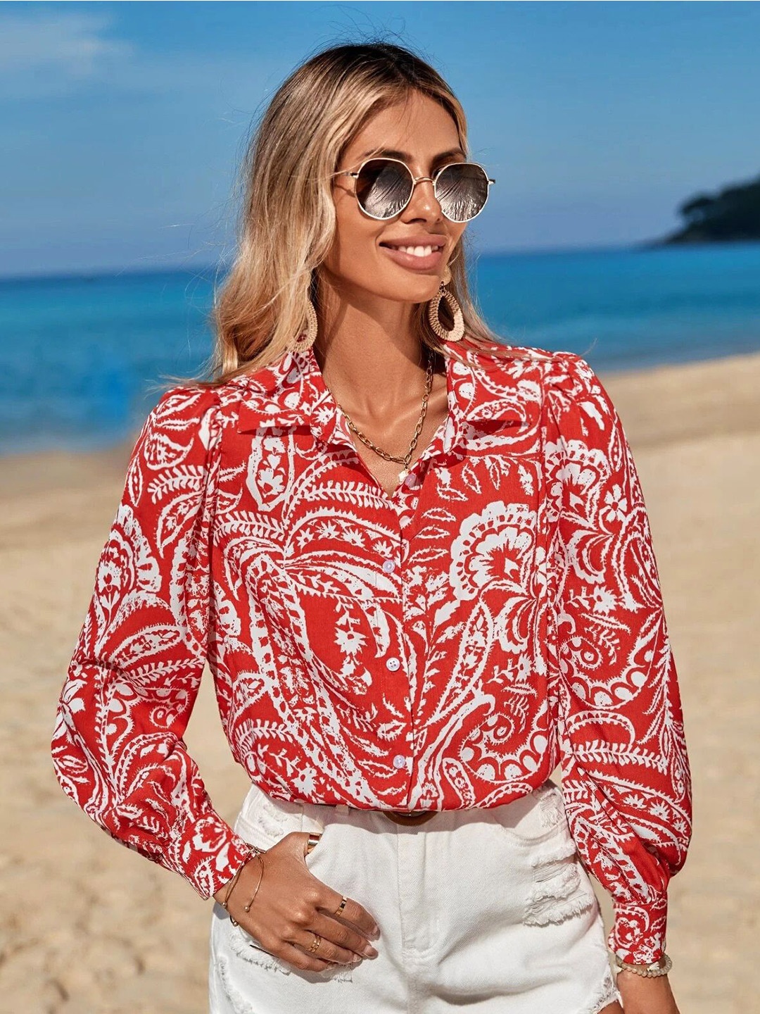 

Stylecast X Slyck Women Comfort Floral Opaque Printed Casual Shirt, Red