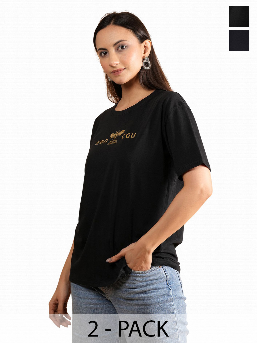 

Belfry Women Typography 2 Printed Applique T-shirt, Multi