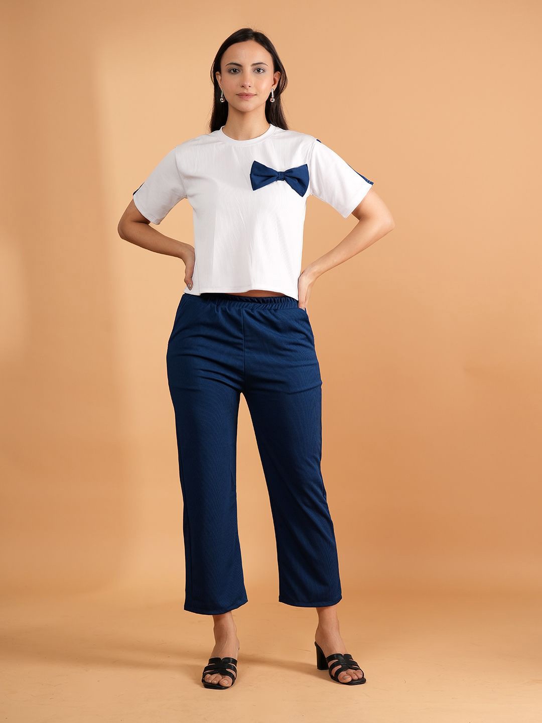 

Belfry Round Neck T-Shirt With Trouser Co-Ords, Navy blue