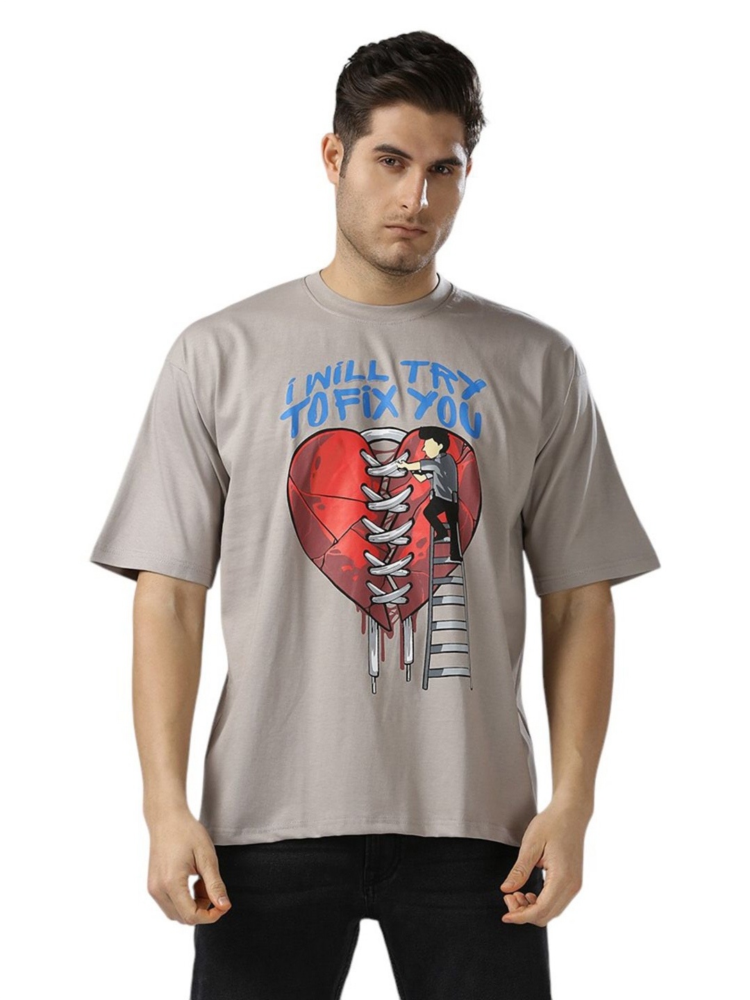 

GIG STORE Men Printed Pockets T-shirt, Grey