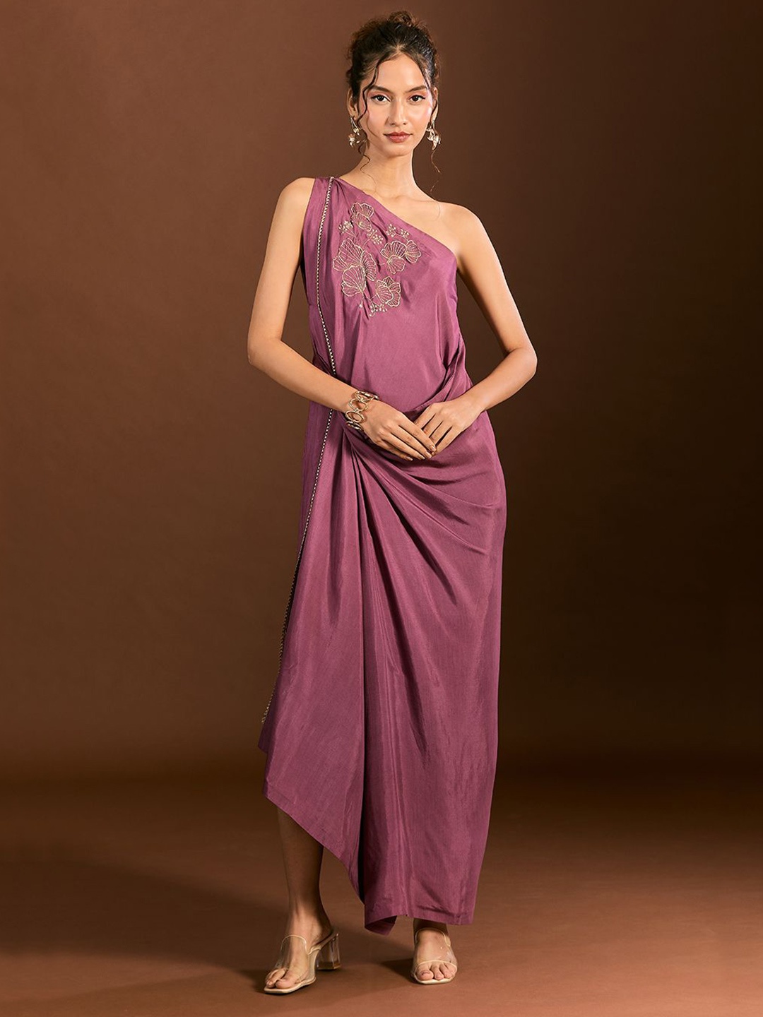 

Mystake By Meghna Shah One Shoulder Fit & Flare Maxi Dress, Purple
