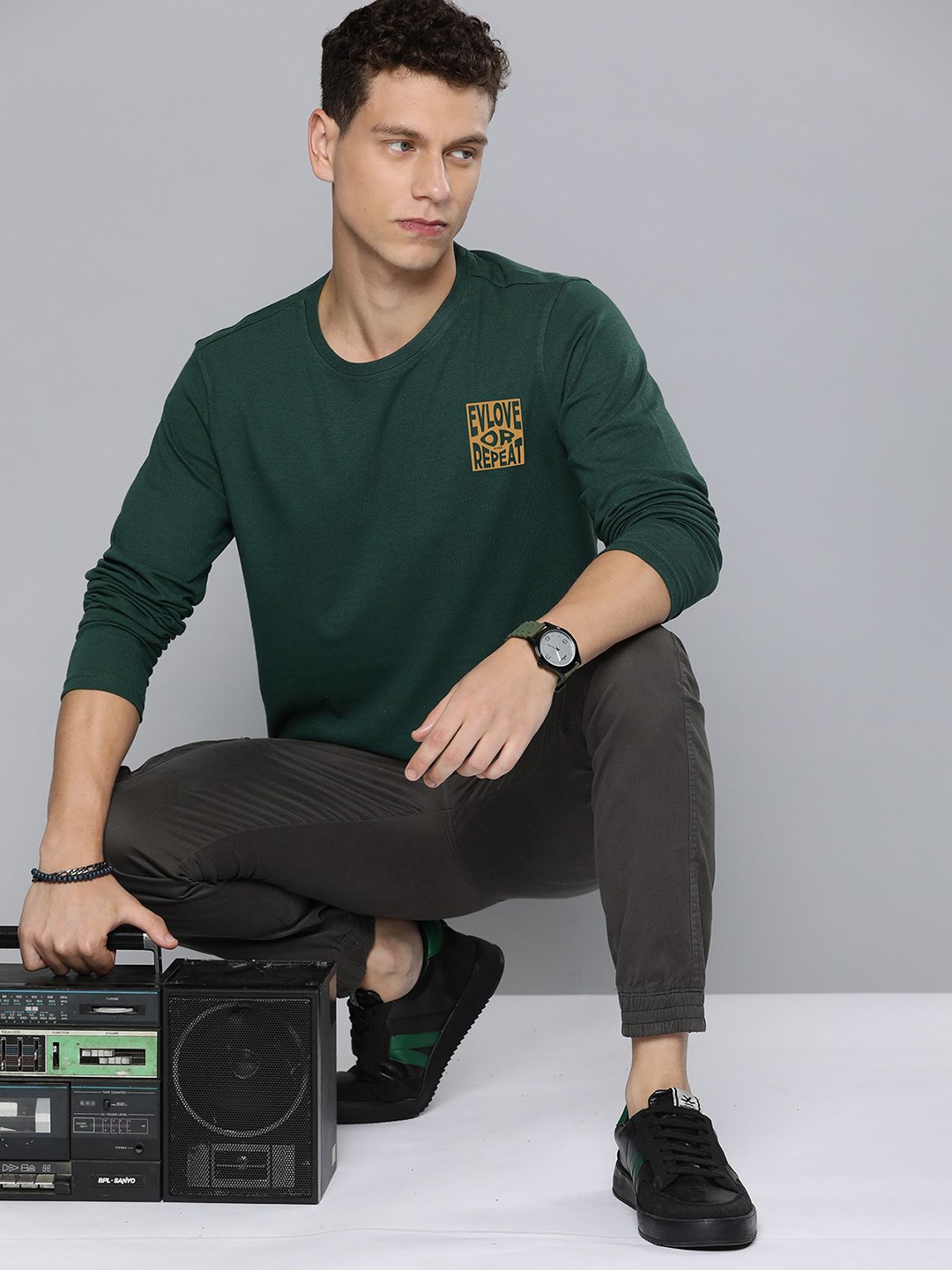 

R.Code by The Roadster Life Co. Men Printed T-shirt, Green