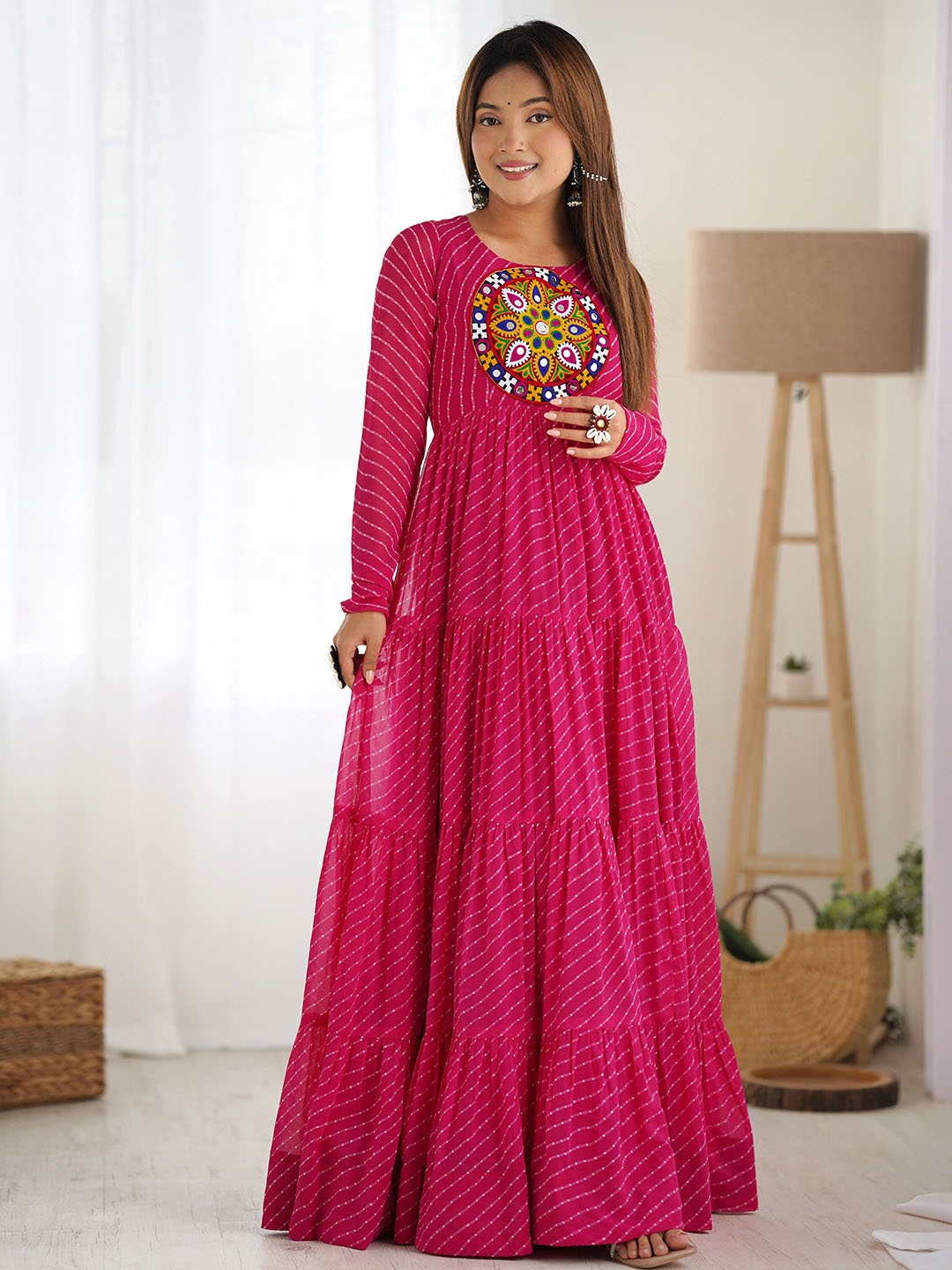 

CULTISE QUEEN Floral Print Georgette Maxi Dress, Pink