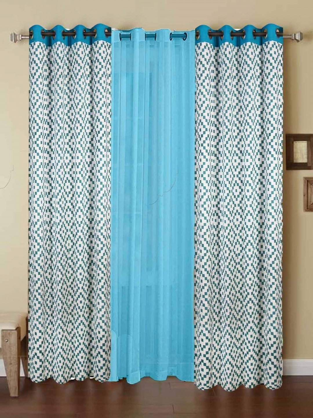 

Dekor World Multicoloured Set of 3 Door Curtain, Multi