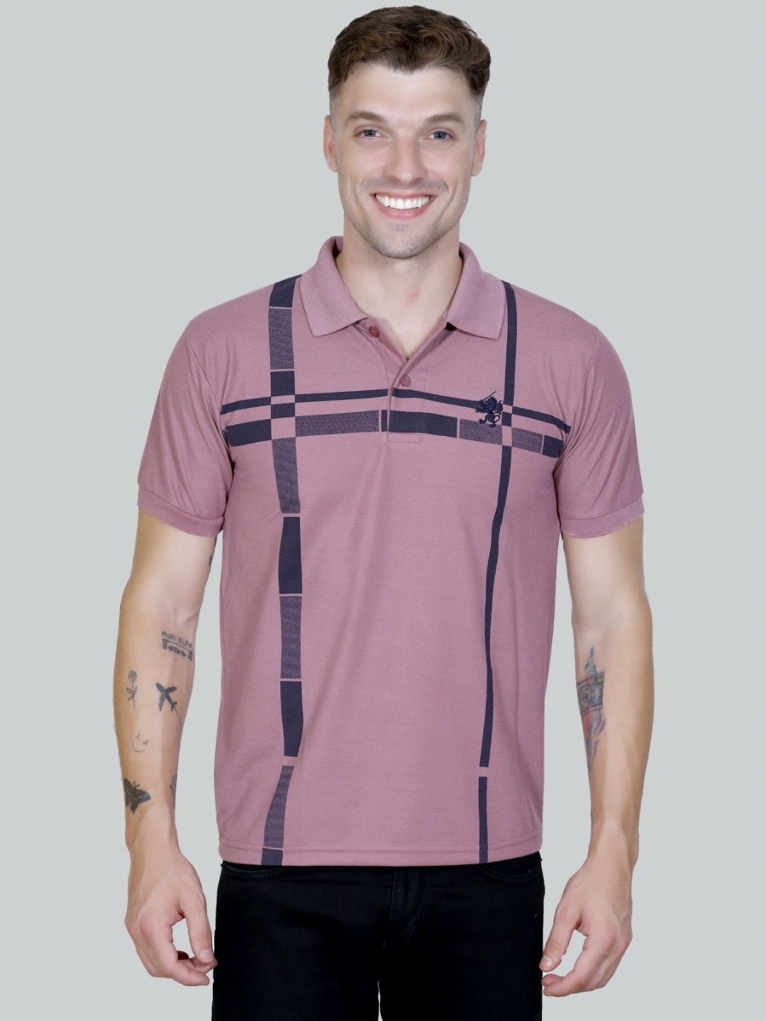 

Yoorix Men Polo Collar T-shirt, Pink