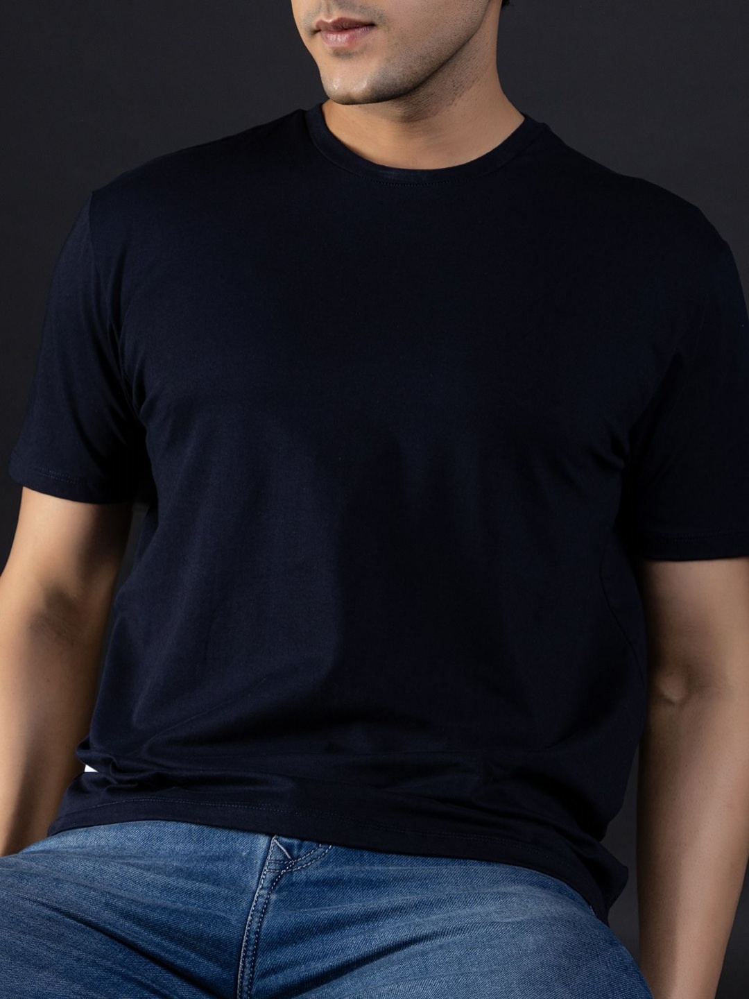 

Ghumakkad Half Sleeve Round Neck Sports T shirt, Navy blue
