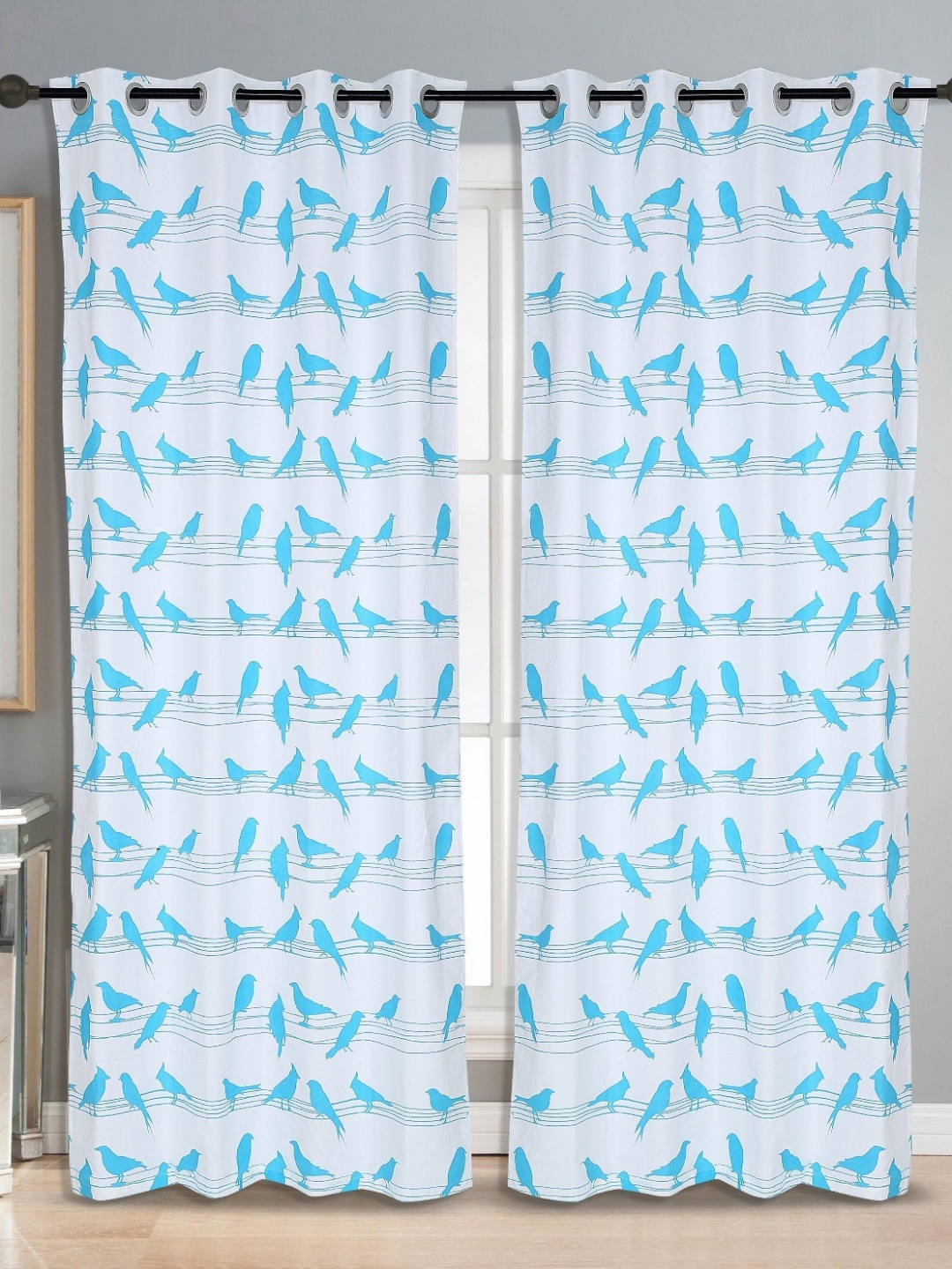 

Dekor World Blue Set of 2 Window Curtain