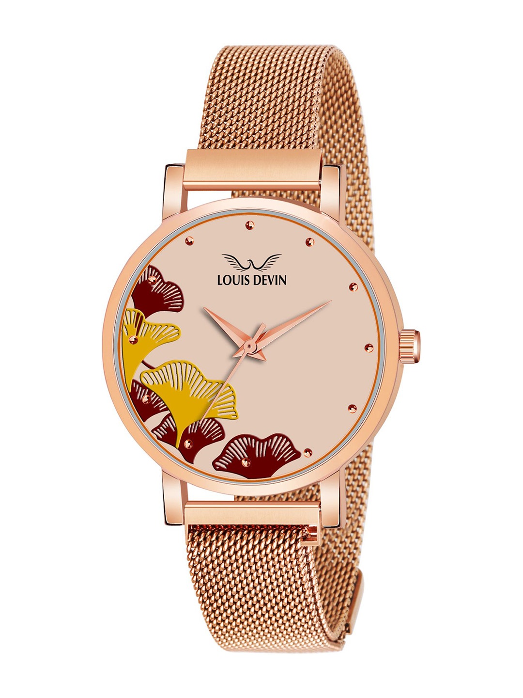 

LOUIS DEVIN Women Brass Embellished Dial & Bracelet Style Straps Analogue Watch LD-RG162-RG, Rose gold