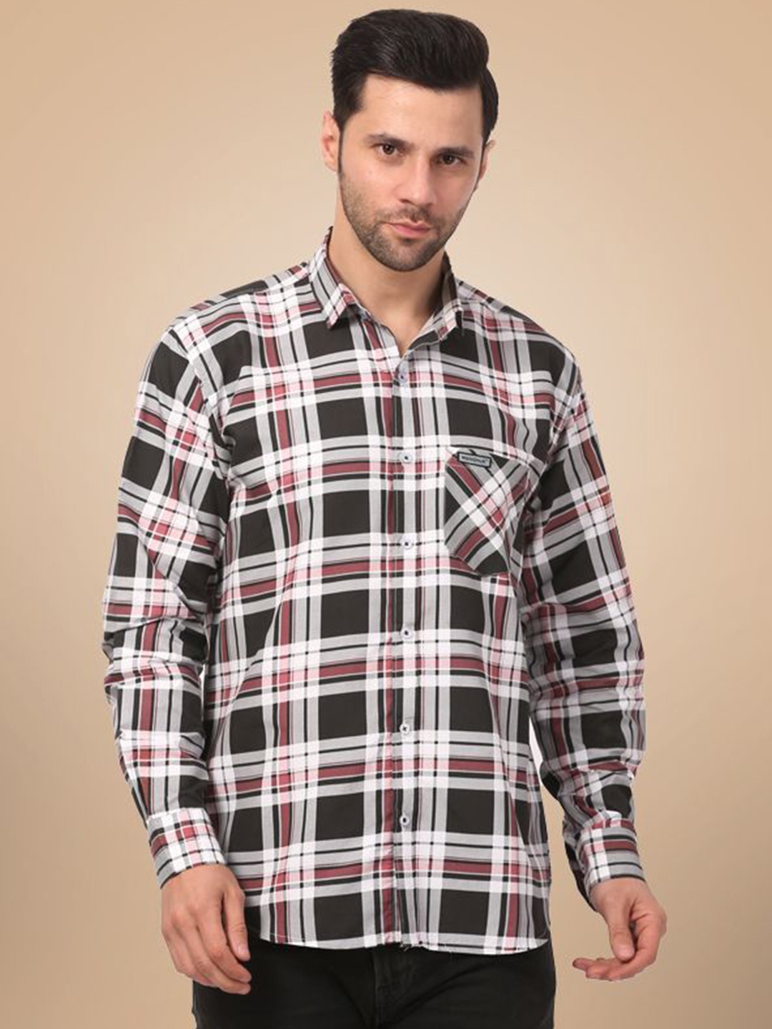 

CLUBWIN Men Tartan Checks Opaque Checked Casual Shirt, Maroon