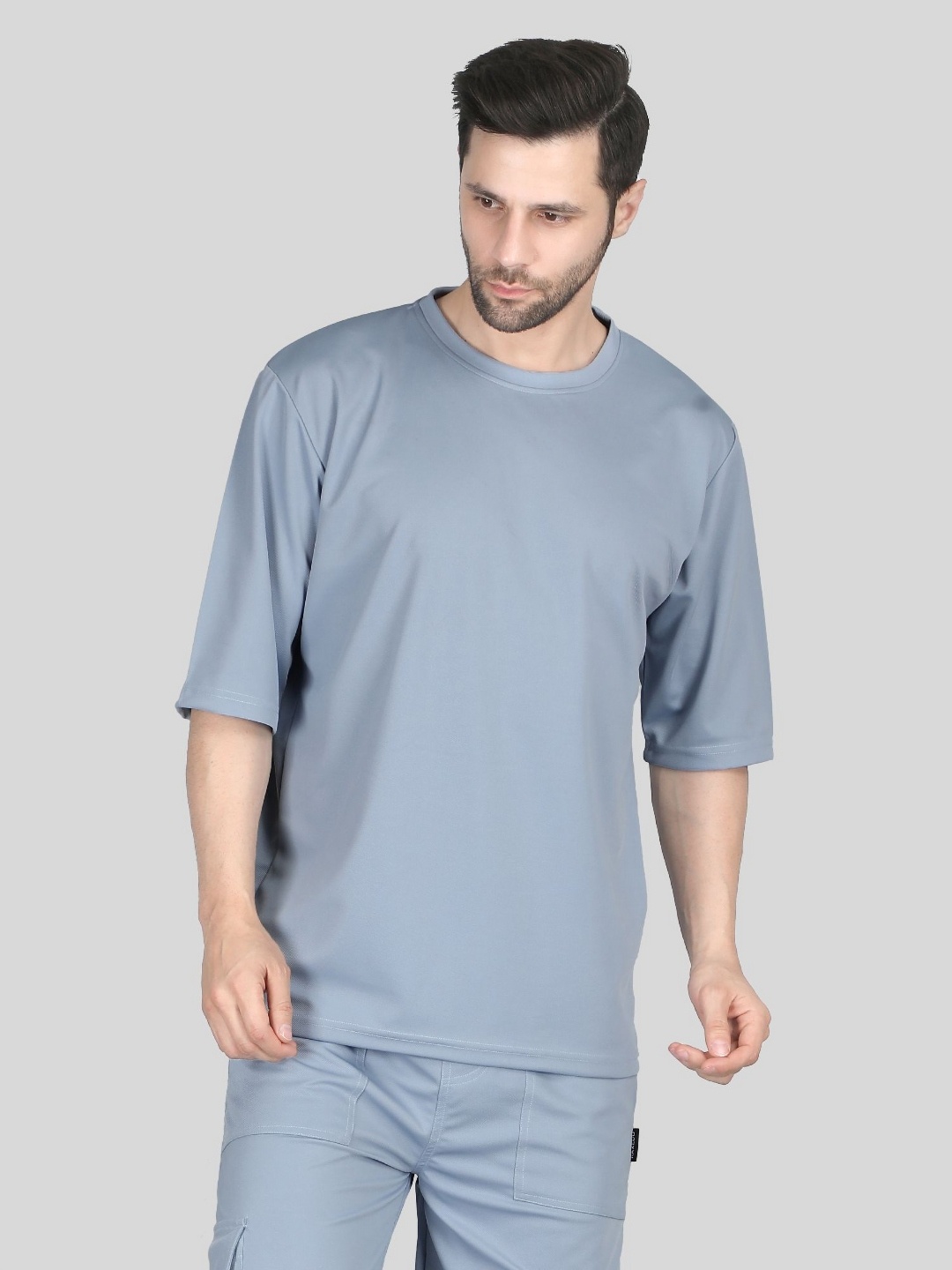 

Raxedo Men Solid Dry-Fit Round Neck T-shirt, Blue