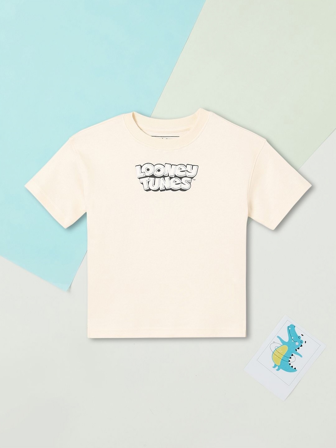 

max Boys Printed Applique T-shirt, Off white
