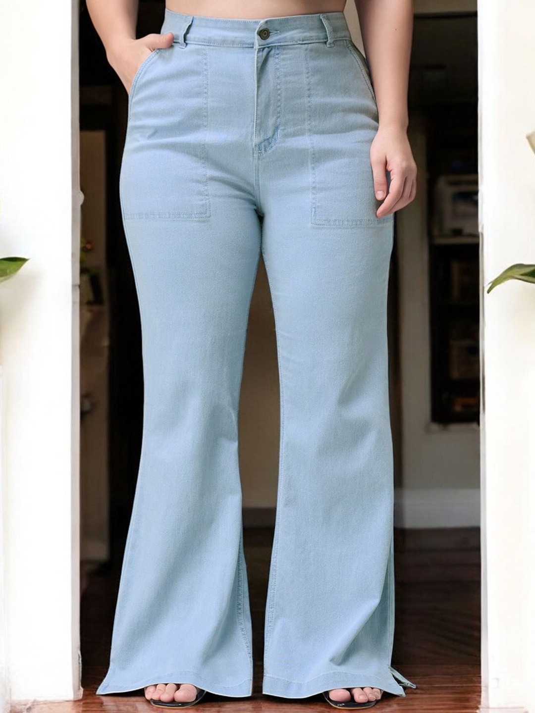 

Miss Chase A+ Women Bootcut High-Rise Heavy Fade Stretchable Jeans, Blue