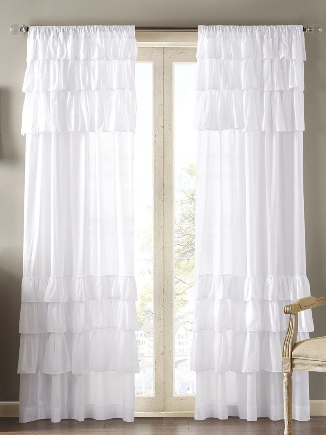

Dekor World Multicoloured Set of 2 Sheer Door Curtain, Multi