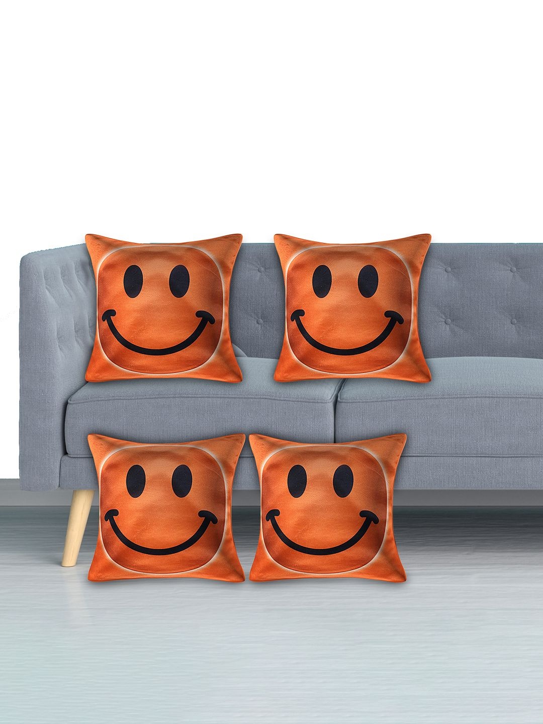 

Kuber Industries Orange Set of 4 Checked Velvet Square Cushion Covers