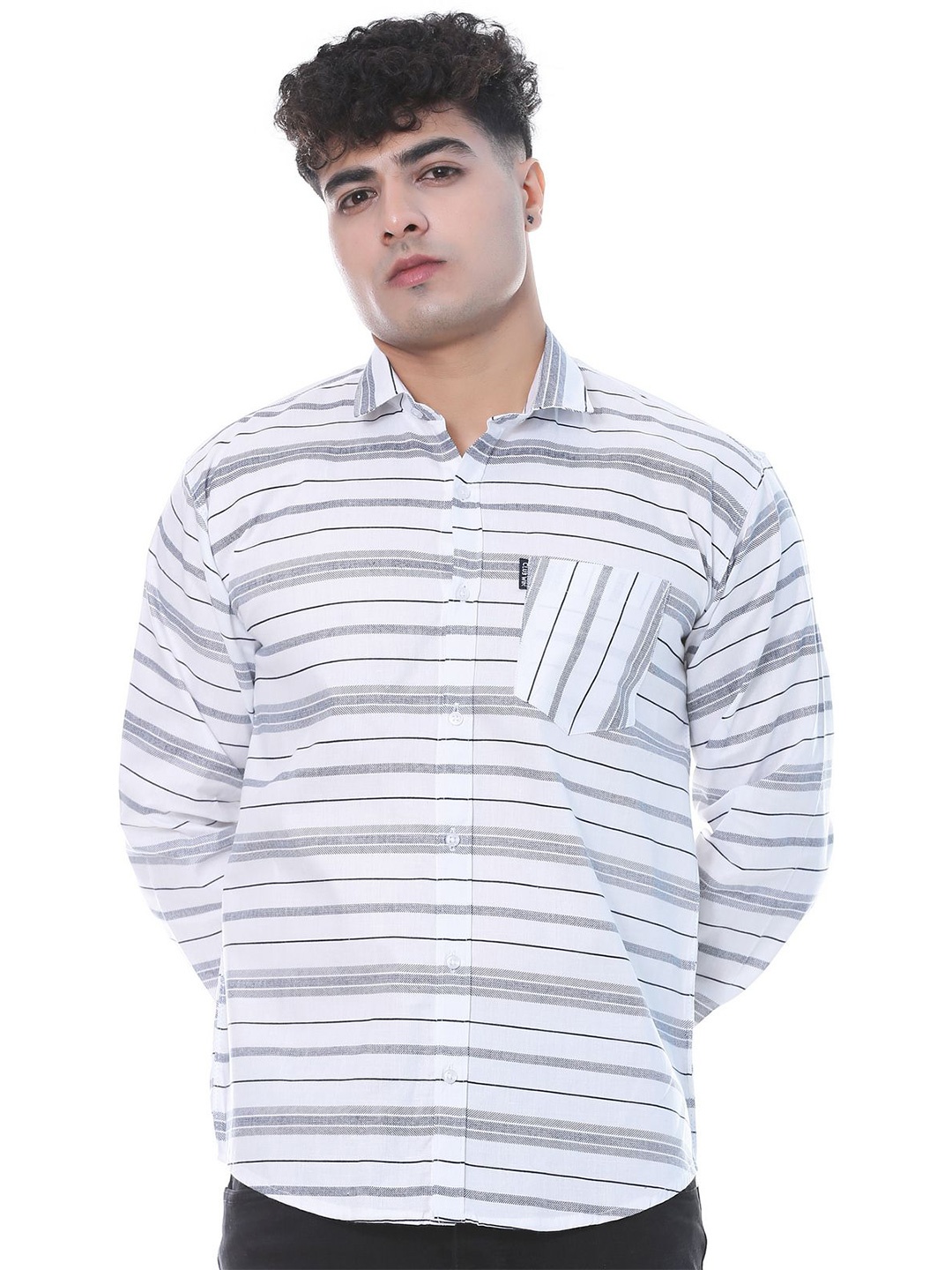 

CLUBWIN Men Horizontal Stripes Opaque Striped Casual Shirt, White