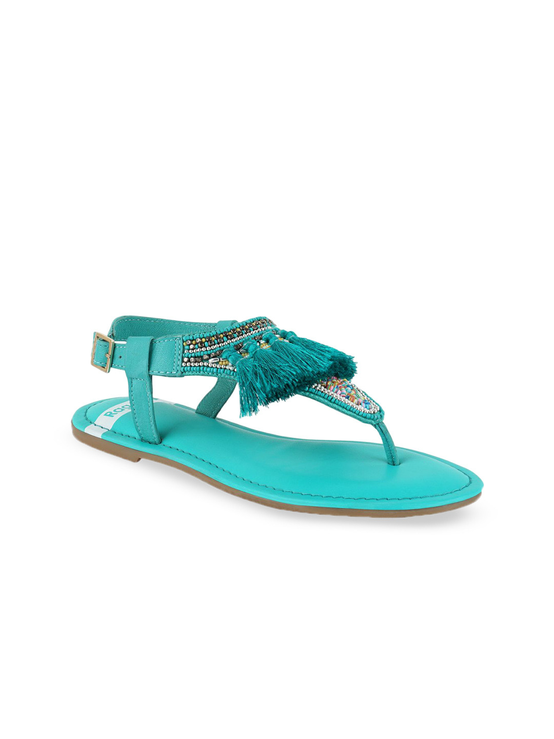 

RAG & CO Women T-Strap Flats, Green
