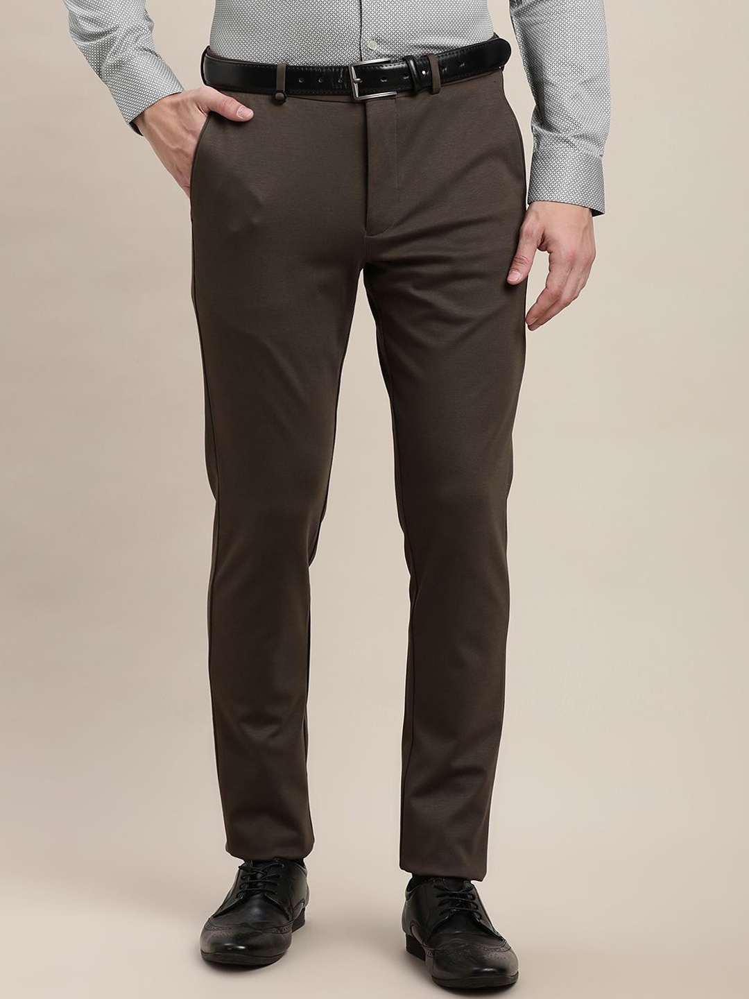 

Turtle Men Tailored Slim Fit Trousers, Brown