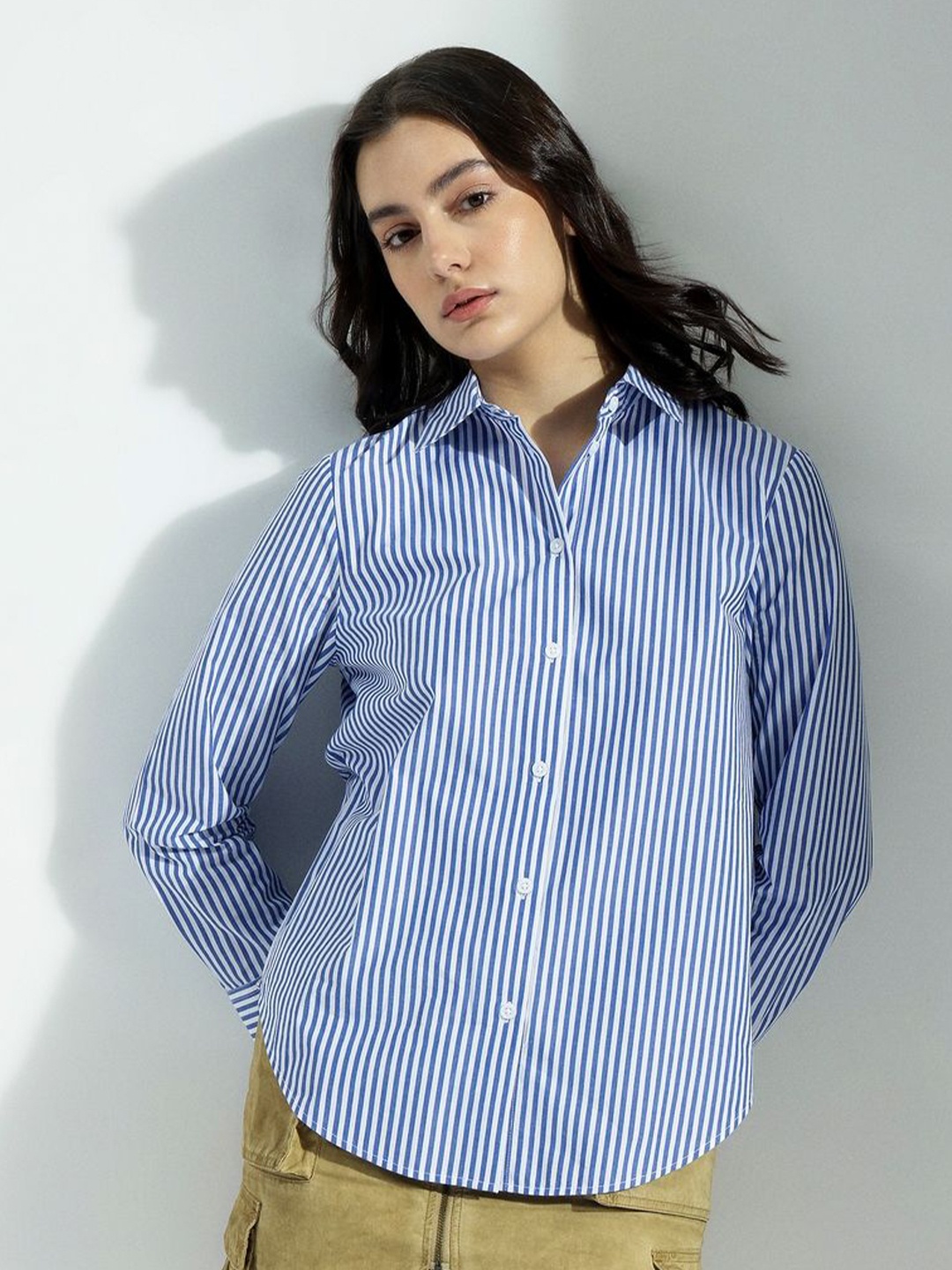 

H&M Full Sleeve Cotton Shirt, Blue